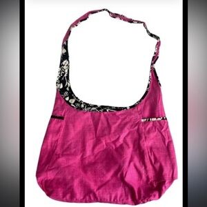 Thirty One Floral Black and Pink reversible tWomen's Bag